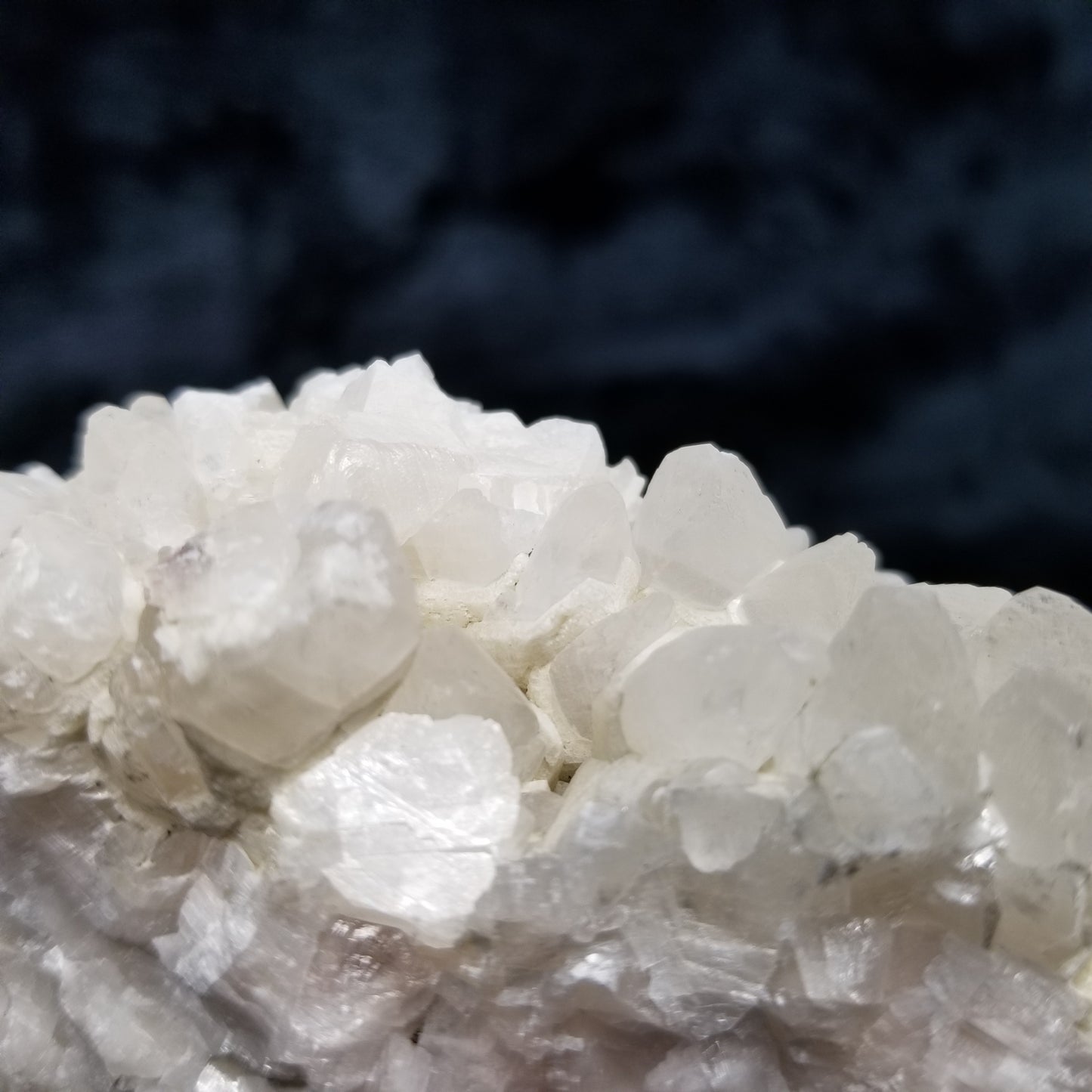 #11136 White Dolomite on clear Combined form Calcite cluster