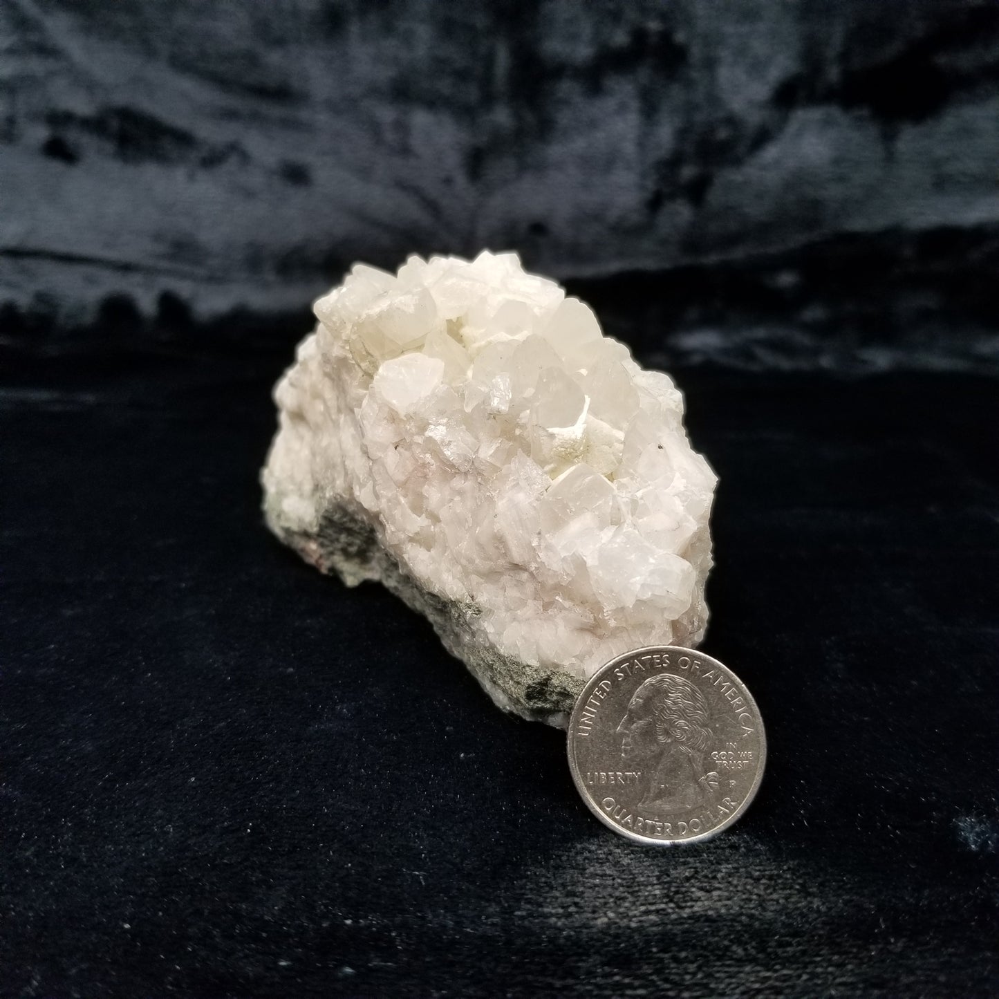 #11136 White Dolomite on clear Combined form Calcite cluster