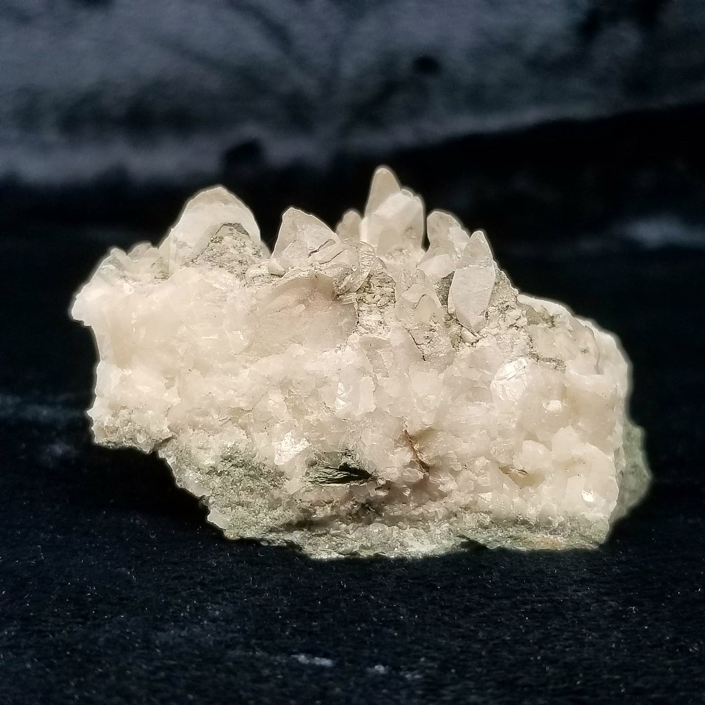 #11143 Dolomite on clear Dogtooth Spar phantom Calcite cluster