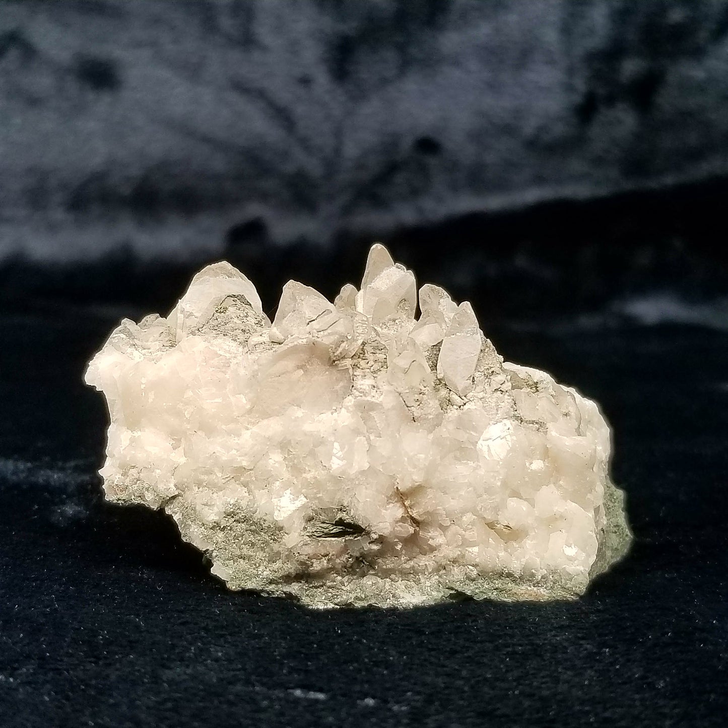 #11143 Dolomite on clear Dogtooth Spar phantom Calcite cluster