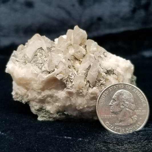 #11143 Dolomite on clear Dogtooth Spar phantom Calcite cluster