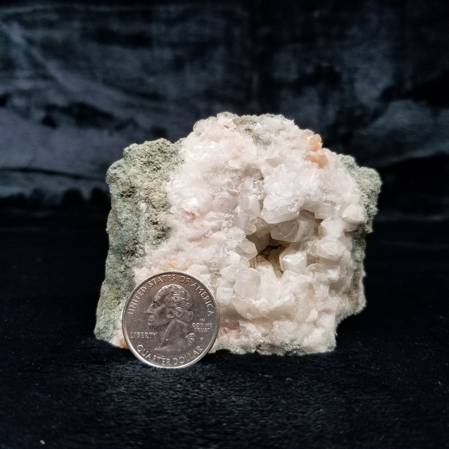 #11144 White Dolomite on clear Combiend form Calcite on pink Calcite and matrix