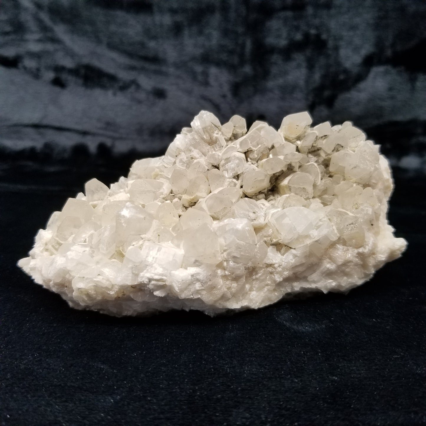 #11158 White Dolomite and Chalcopyrite on clear Dogtooth Spar and Combined form Calcite