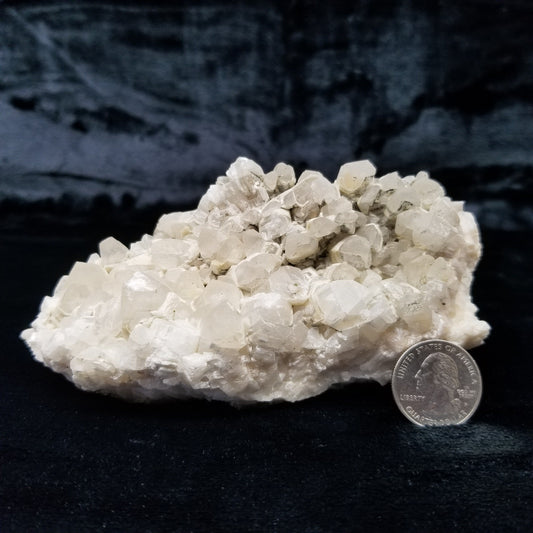 #11158 White Dolomite and Chalcopyrite on clear Dogtooth Spar and Combined form Calcite