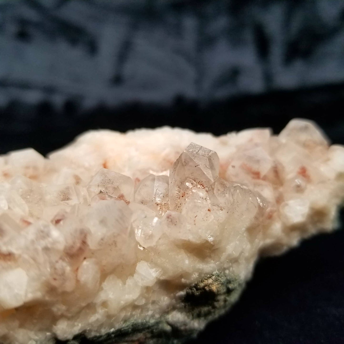 #11175 Hematite on clear Combined form Calcite with Hematite phantom inclusions