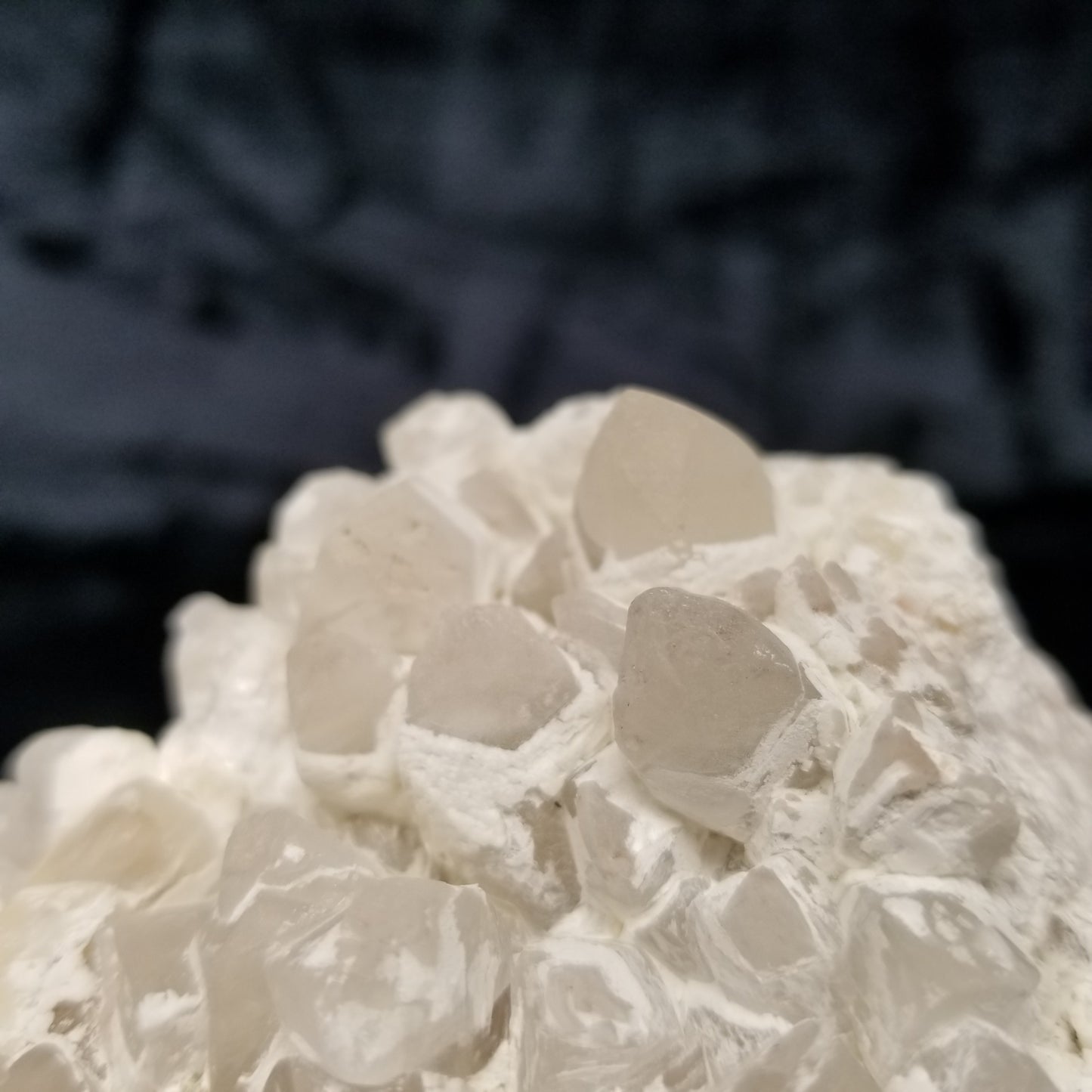 #11179 White Dolomite on clear Dogtooth Spar and Combined form Calcite cluster