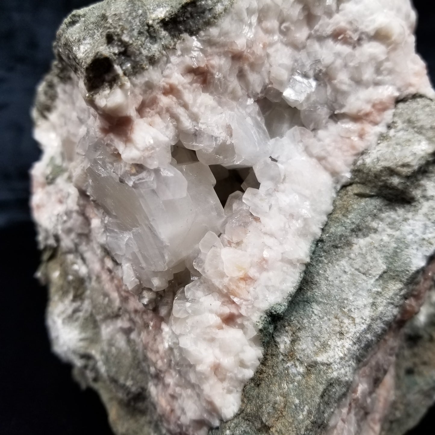 #11080 Chalcopyrite on super clear Combined form Calcite with Hematite and Chalcopyrite inclusions