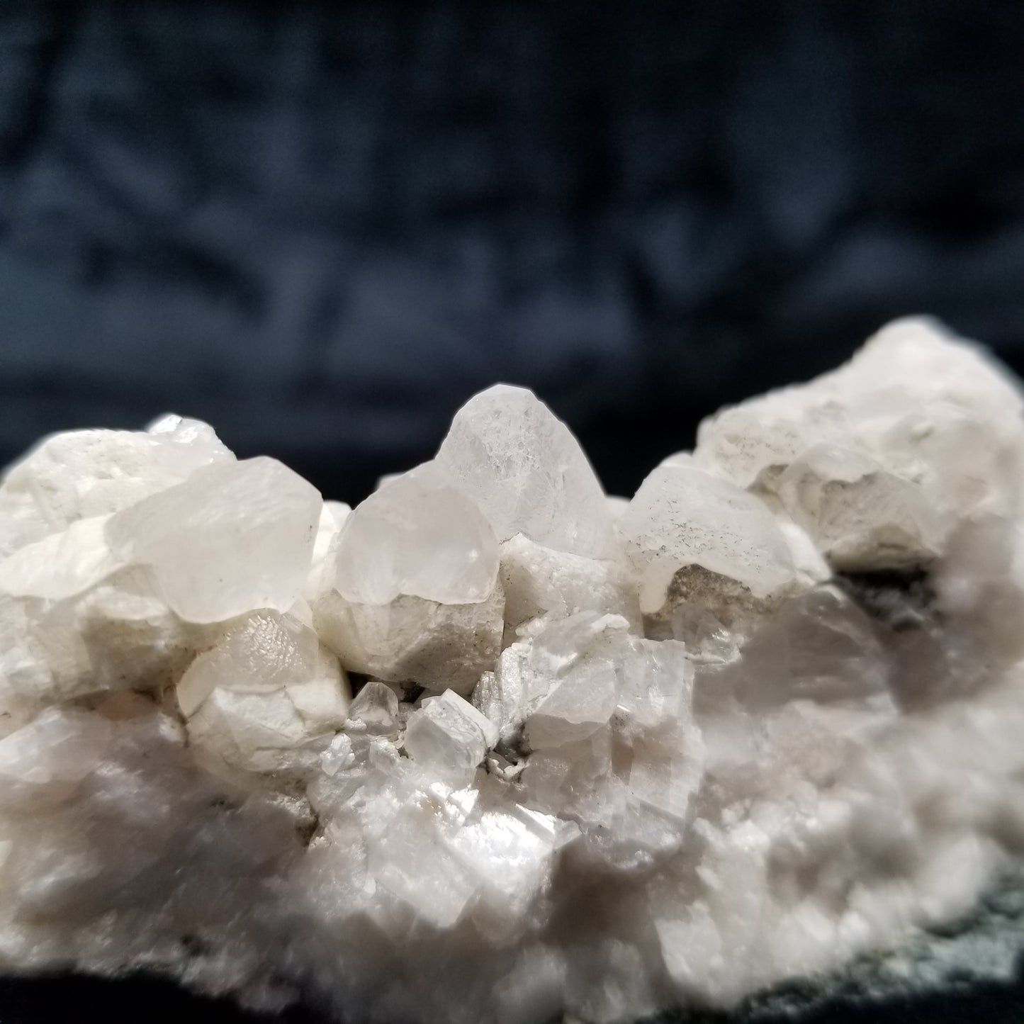#11186 White Dolomite and Chalcopyrite on Calcite Combined form cluster on matrix