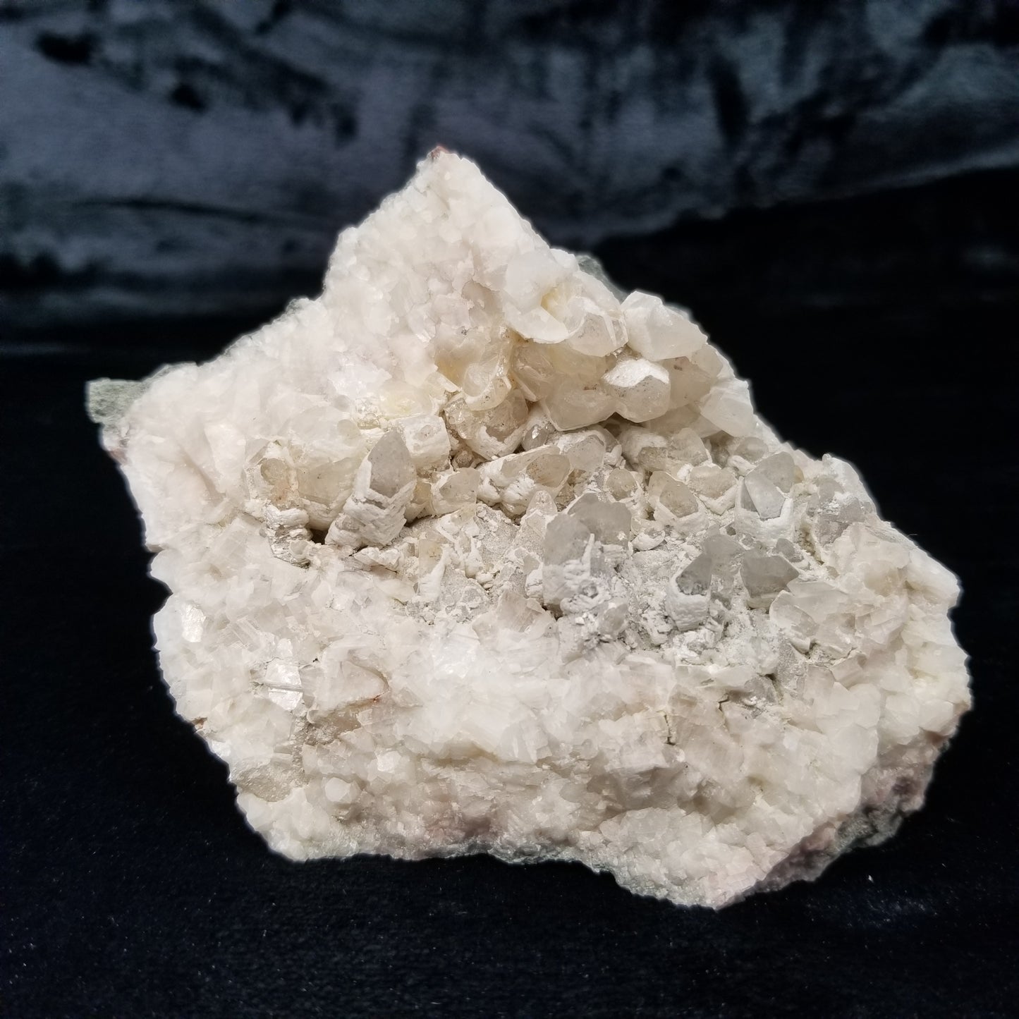 #11188 White Dolomite and Chalcopyrite on clear Combined form Calcite with Chalcopyrite inclusions