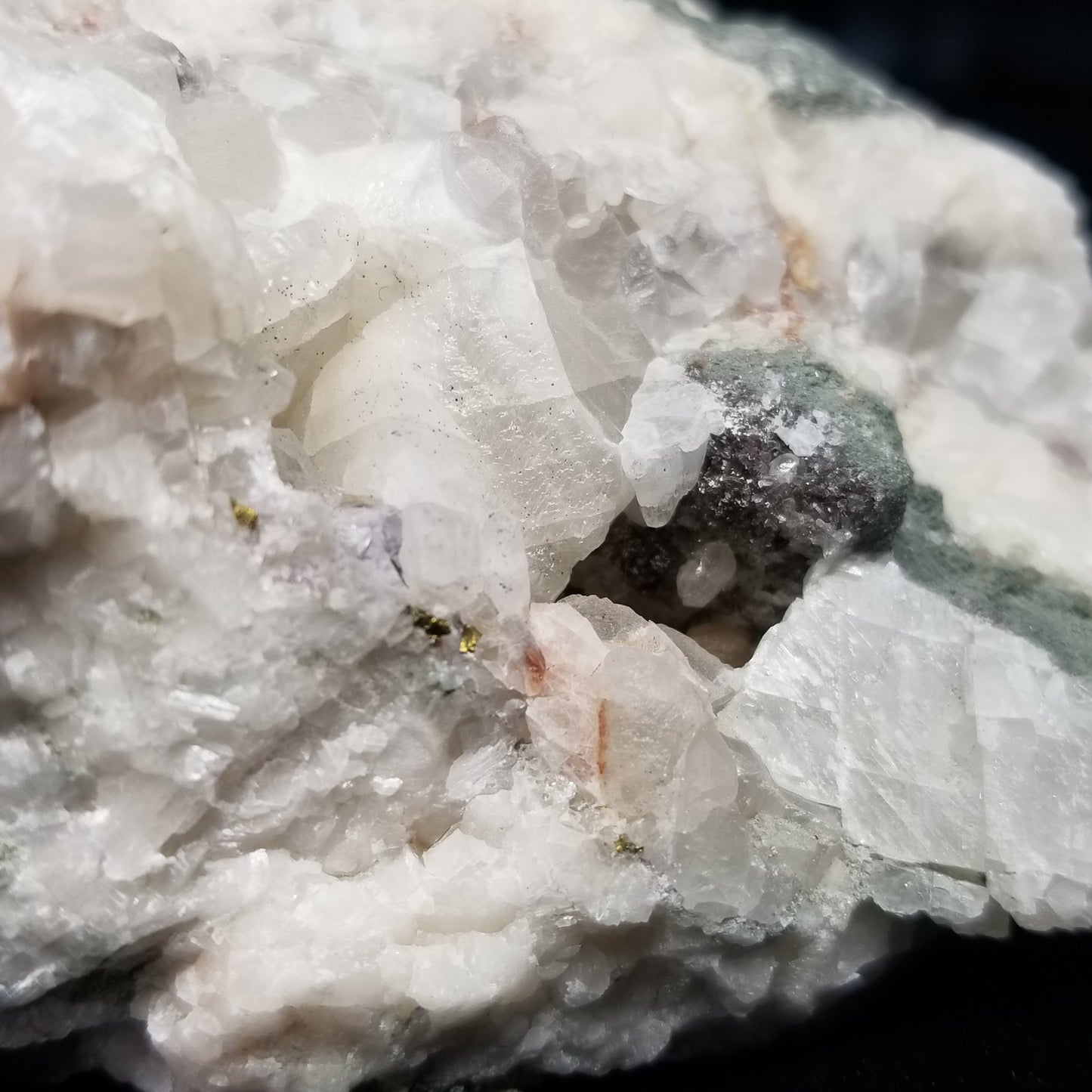 #11200 White Calcite formation and Combined form Calcite with small Spirit Quartz formation on matrix