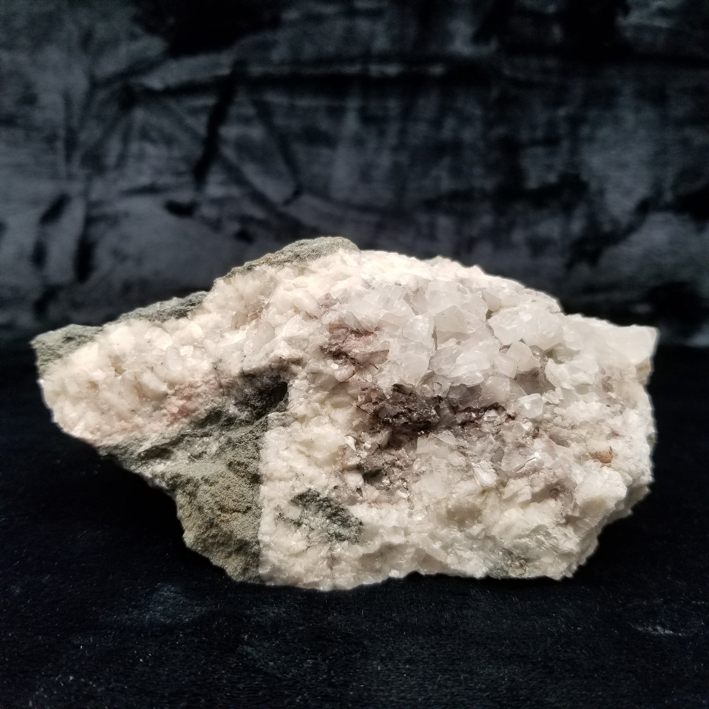 #11200 White Calcite formation and Combined form Calcite with small Spirit Quartz formation on matrix