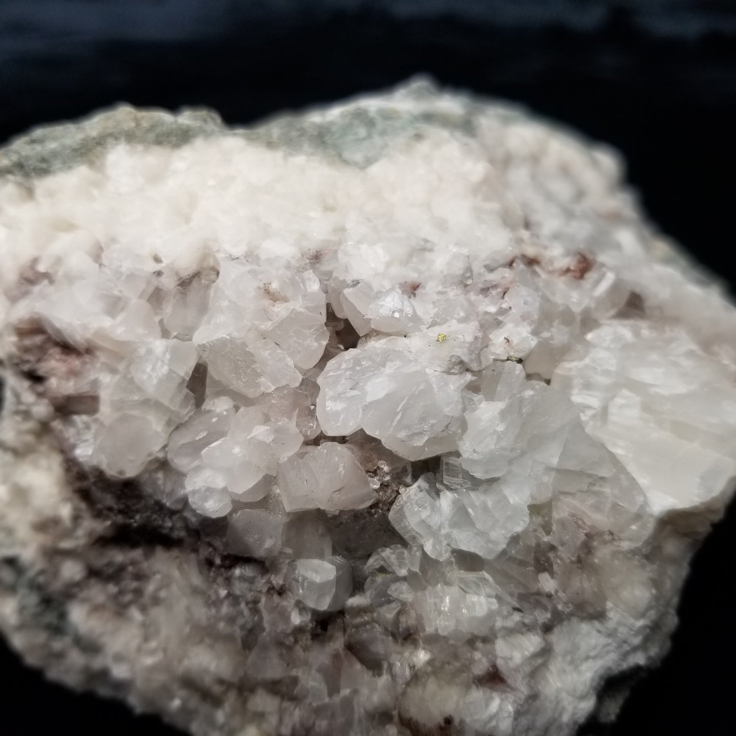 #11200 White Calcite formation and Combined form Calcite with small Spirit Quartz formation on matrix