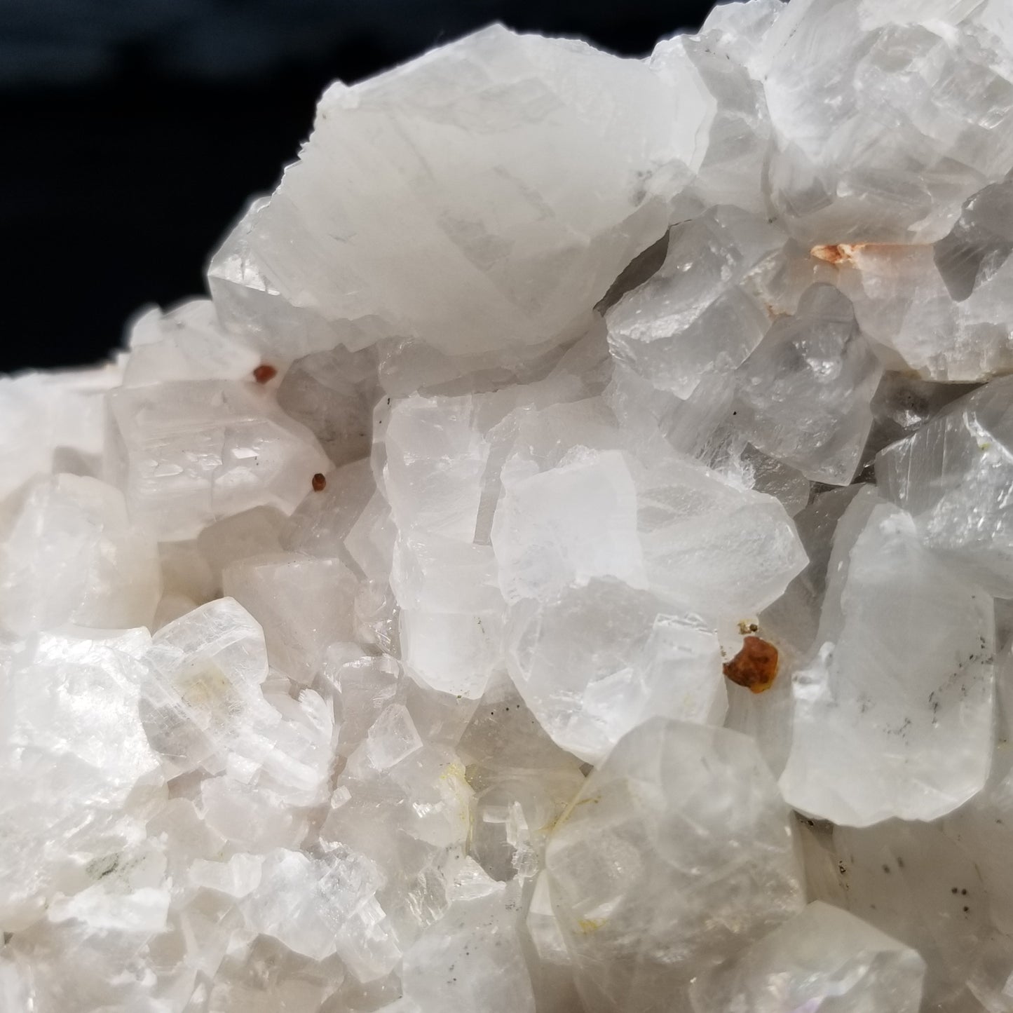 #11205 Pyrite and orange strange formation on clear Combined form Calcite with pyrite inclusions on matrix