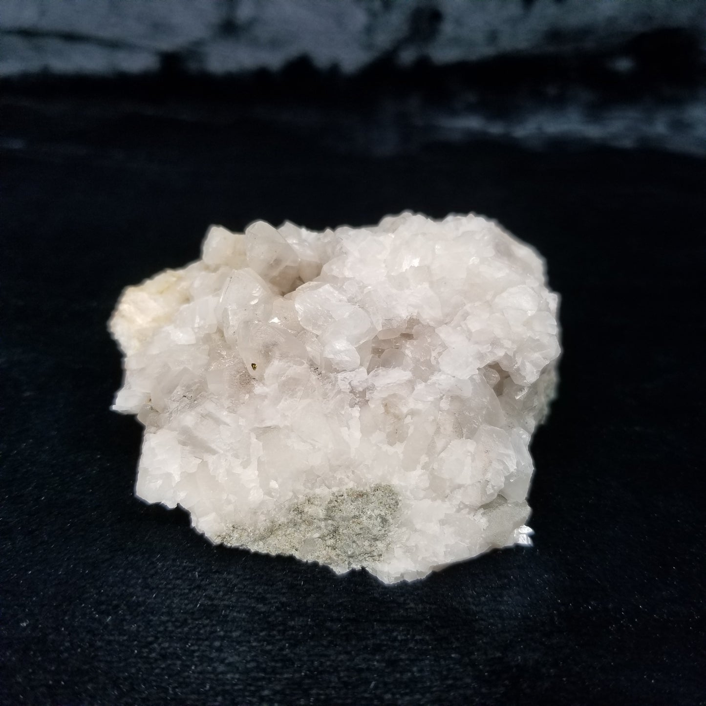 #11208 Chalcopyrite on clear Combined form Calcite on white Calcite matrix