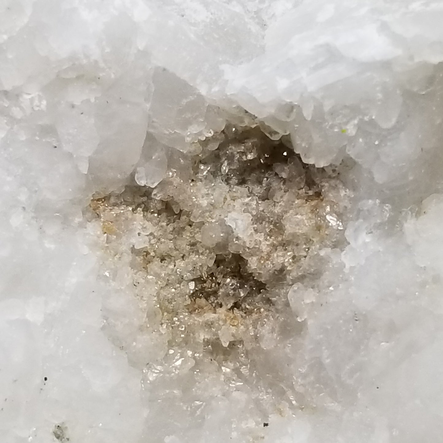 #11208 Chalcopyrite on clear Combined form Calcite on white Calcite matrix