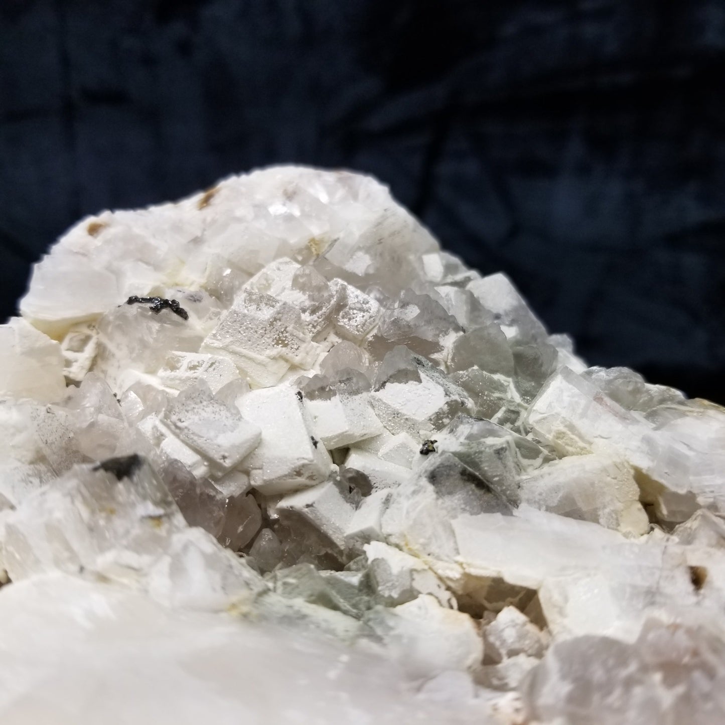 #11215 White Dolomite and Hematite formation on clear Combined form Calcite with Chalcopyrite inclusions