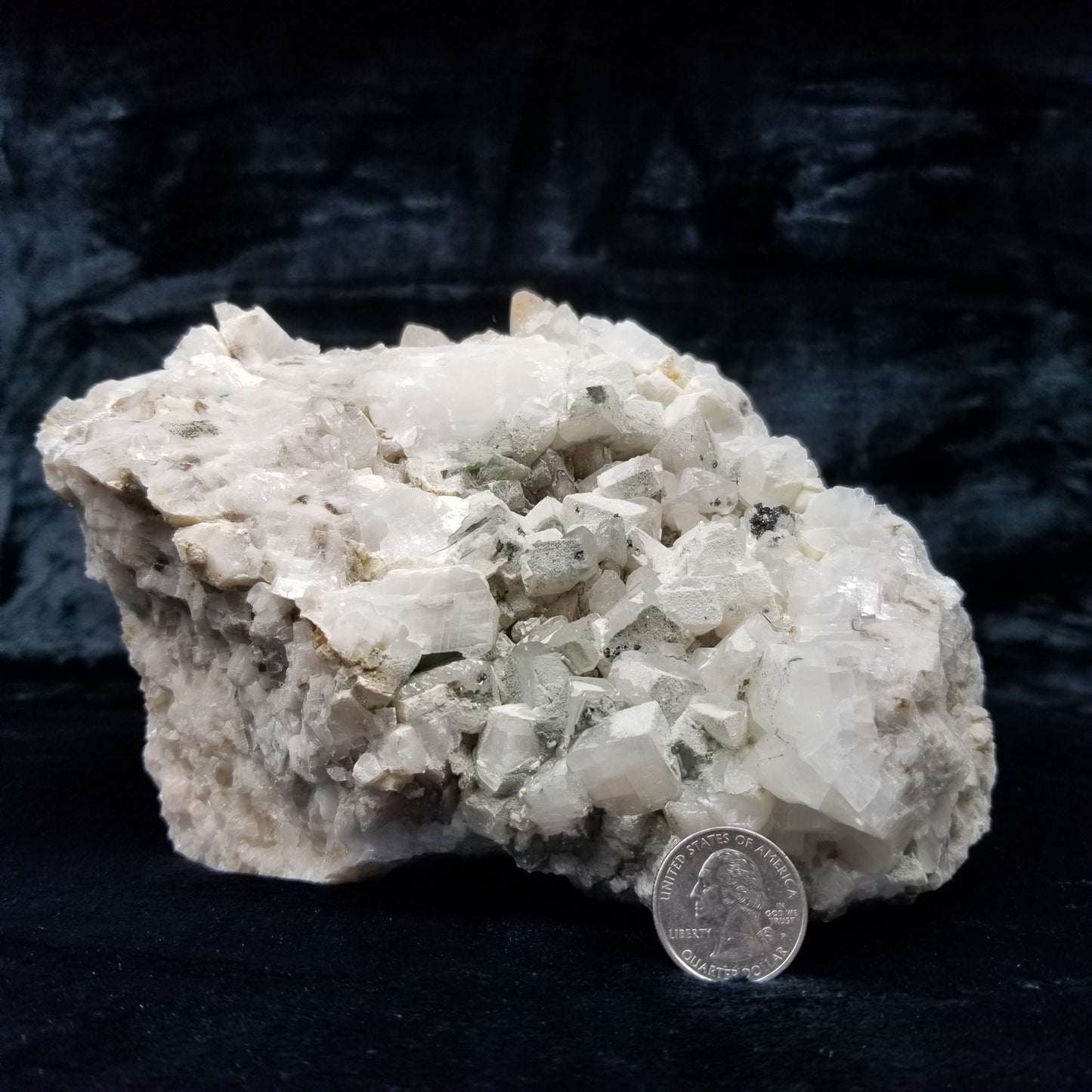 #11215 White Dolomite and Hematite formation on clear Combined form Calcite with Chalcopyrite inclusions