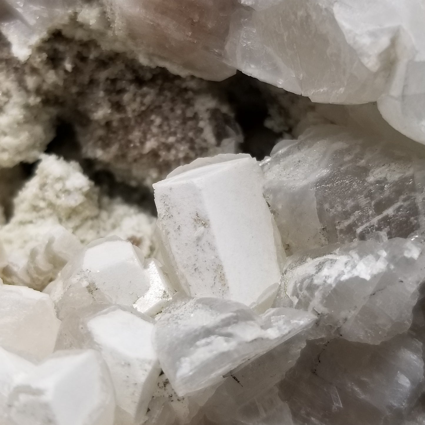 #11223 White Dolomite on Combined form Calcite on matrix