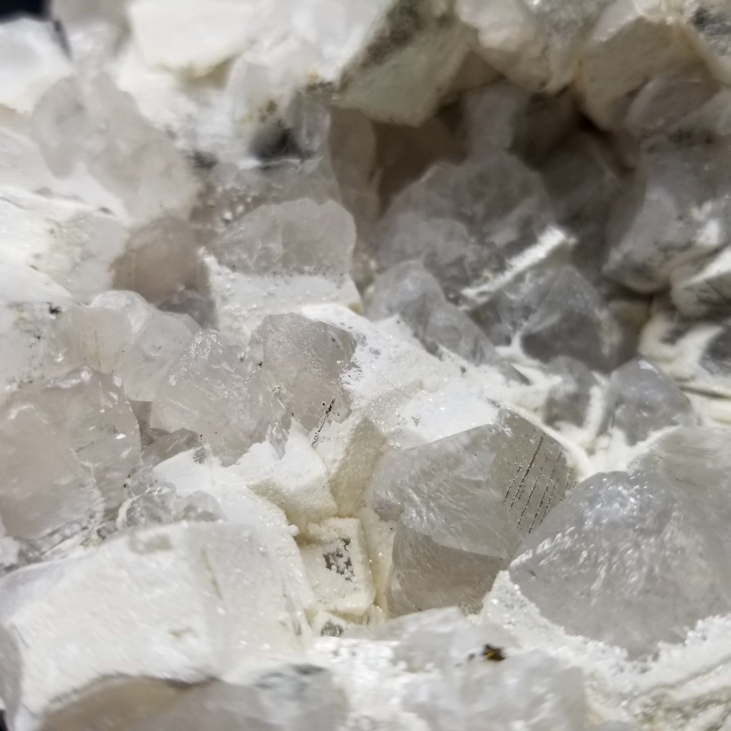 #11224 Chalcopyrite and white Dolomite on clear Combined form Calcite with Chalcopyrite inclusions