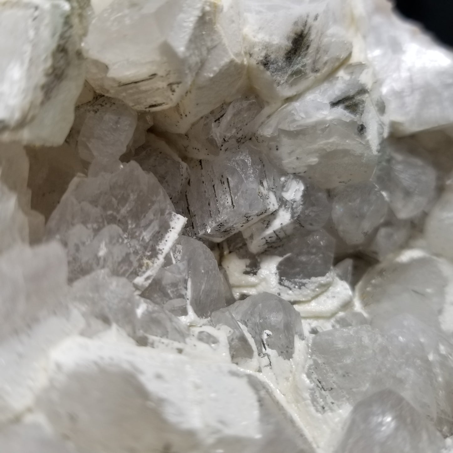 #11224 Chalcopyrite and white Dolomite on clear Combined form Calcite with Chalcopyrite inclusions