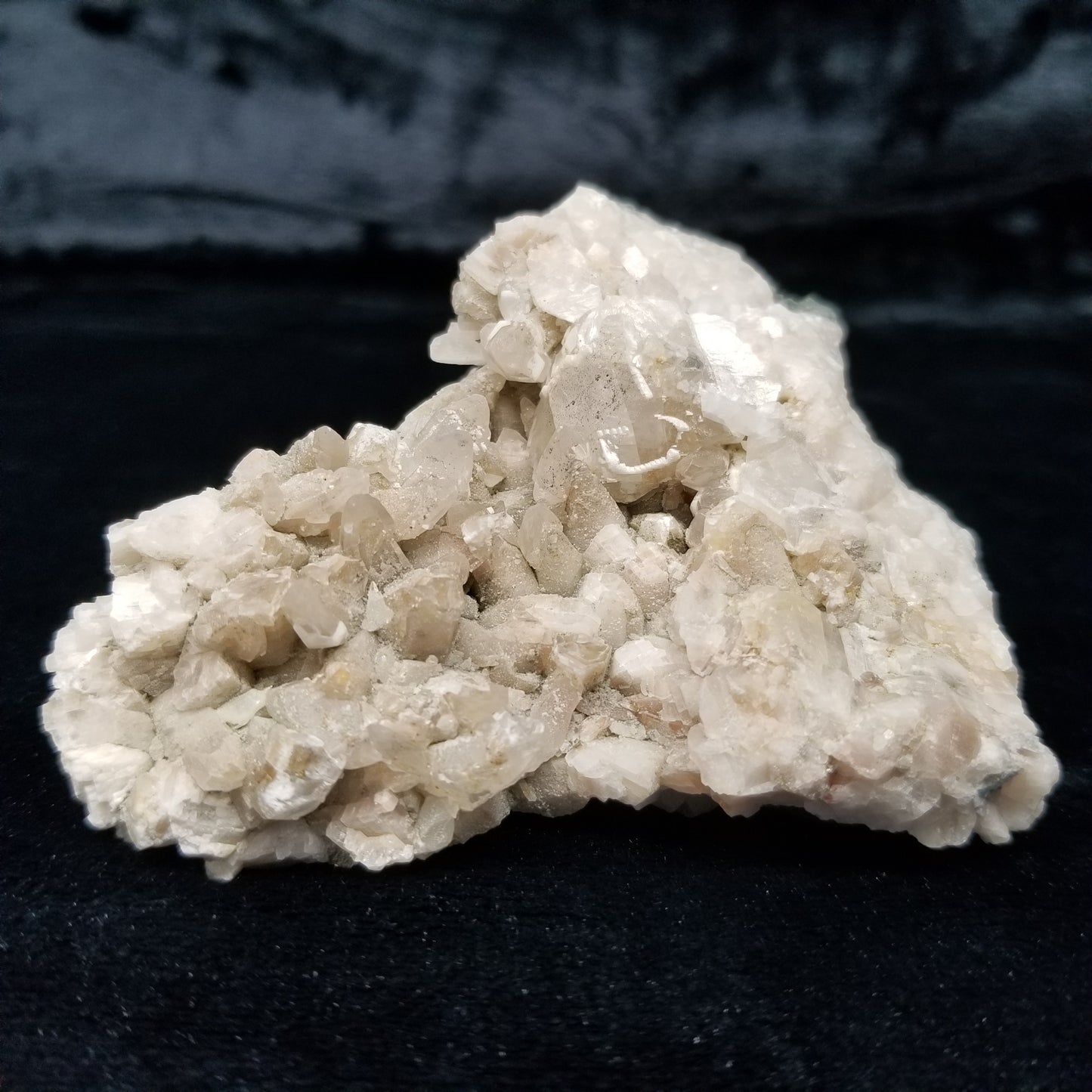 #11229 White Dolomite and Chalcopyrite on Combined form Calcite with Chalcopyrite inclusions