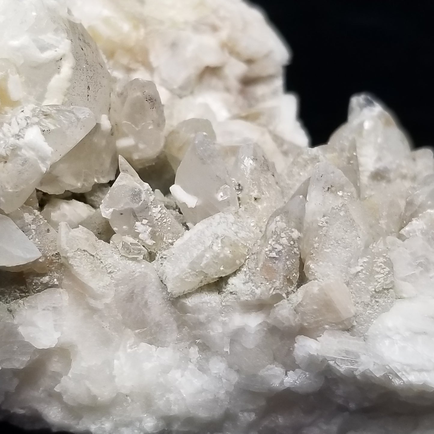 #11229 White Dolomite and Chalcopyrite on Combined form Calcite with Chalcopyrite inclusions