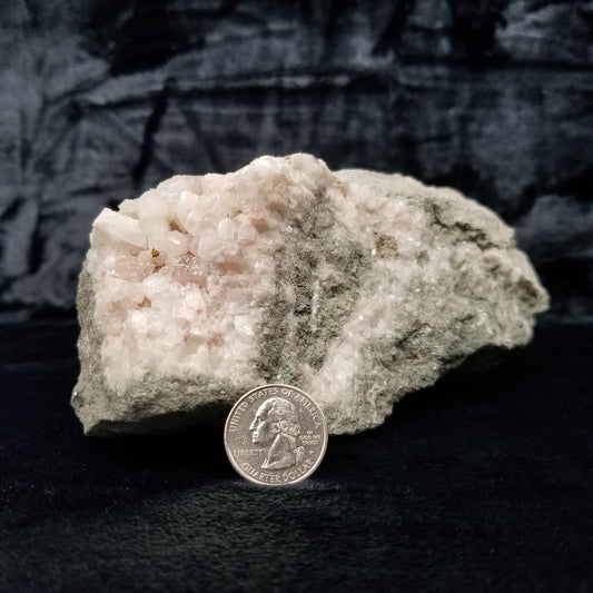 #11232 Iridescent Chalcopyrite ore on clear Combined form Calcite with Hematite inclusions