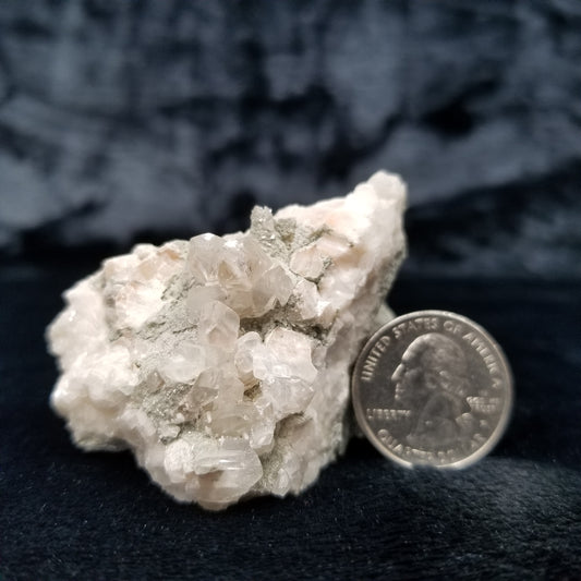 #11236 Chalcopyrite and white Dolomite on Dogtooth Spar Calcite on matrix