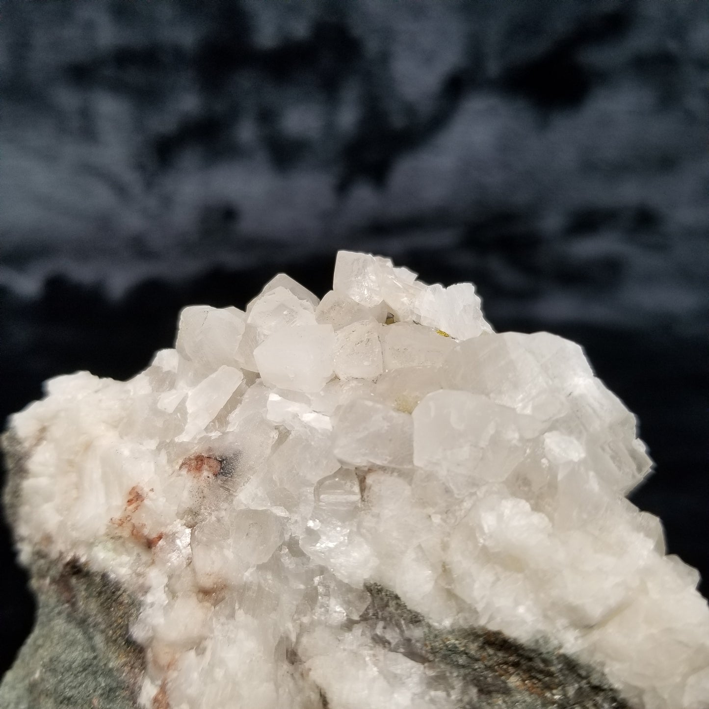 #11245 Chalcopyrite ore on clear Combined form Calcite cluster