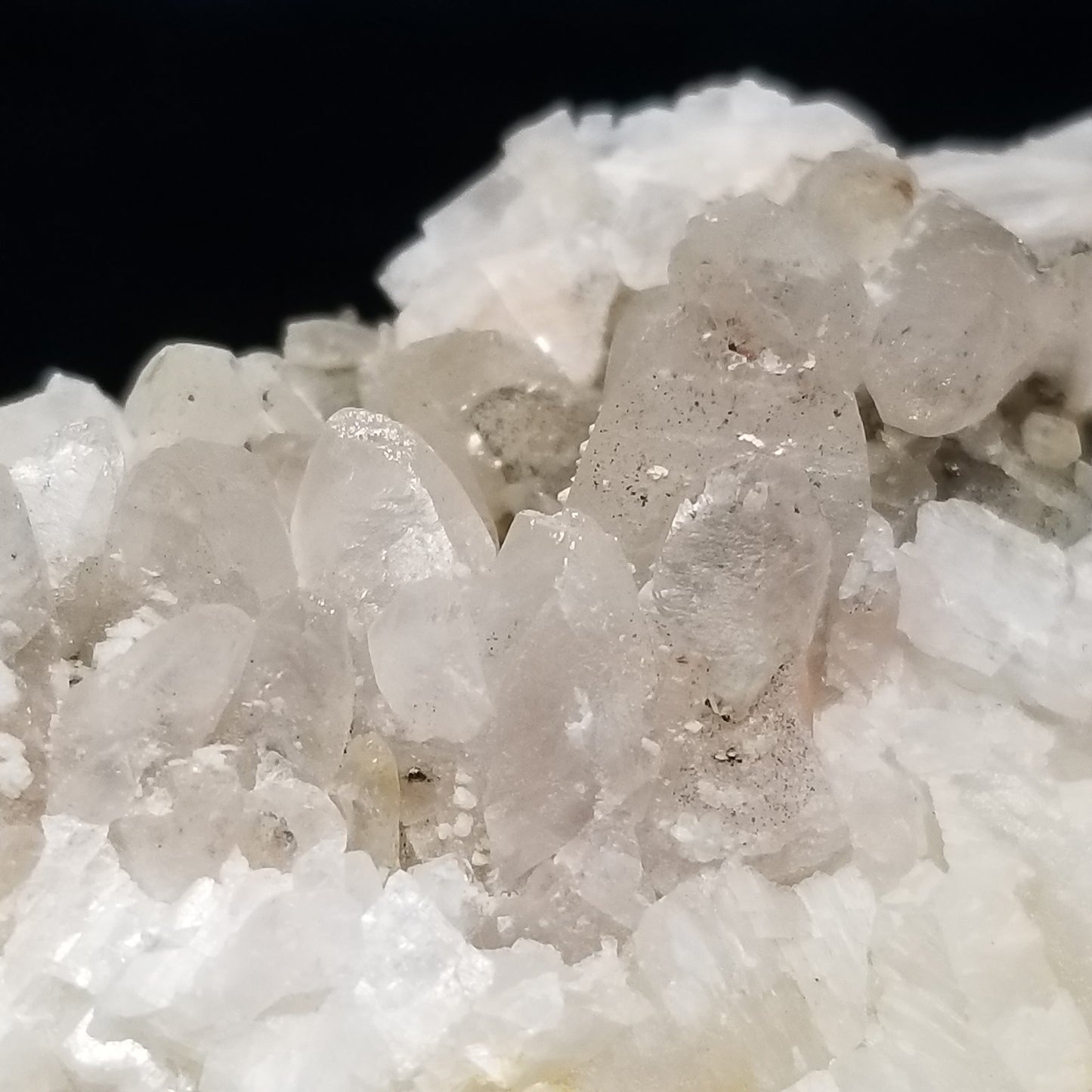 #11247 White Dolomite and Chalcopyrite on clear Combined form Calcite on matrix