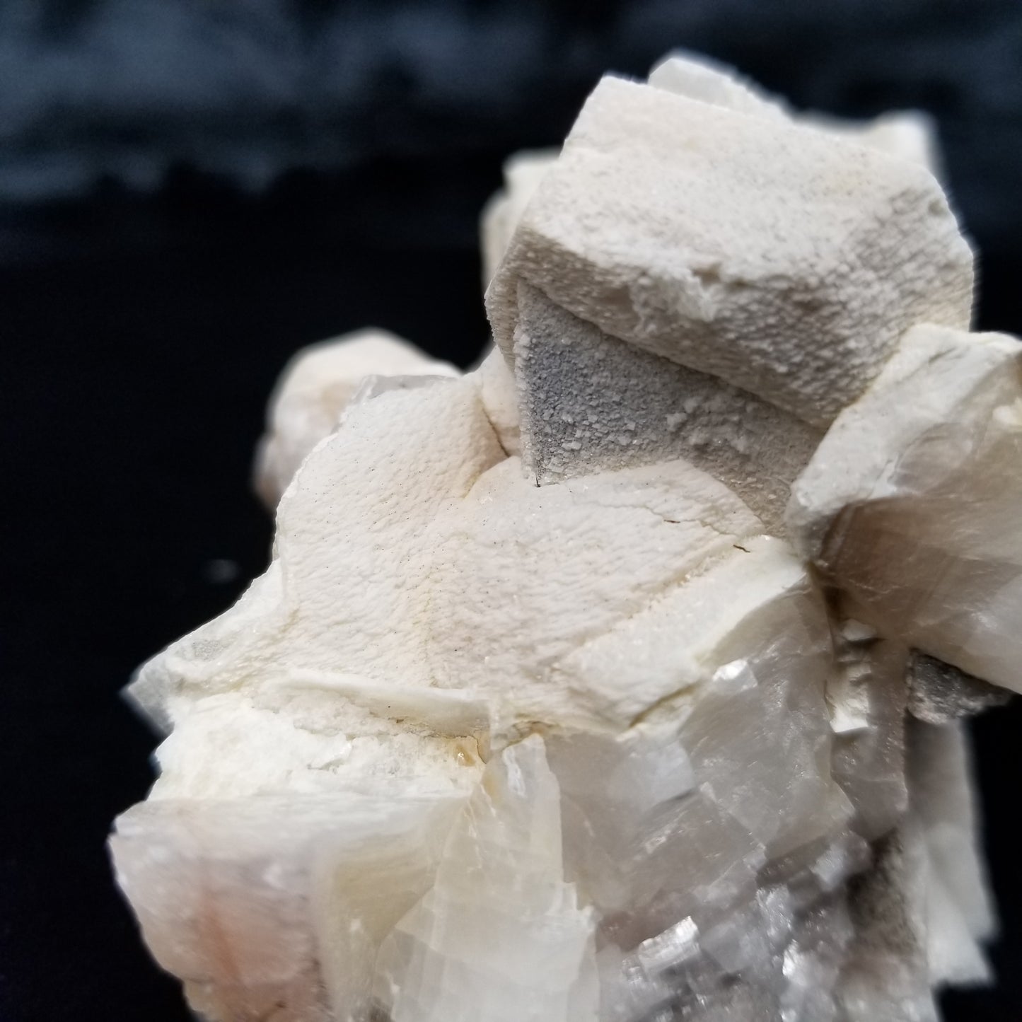 #11249 White Dolomite on Combined form Calcite formation