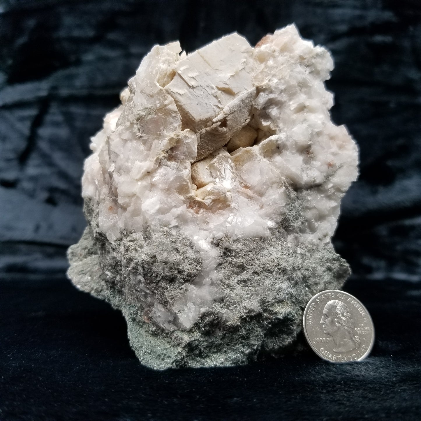 #11276 White Dolomite on yellow Combined form Calcite formation