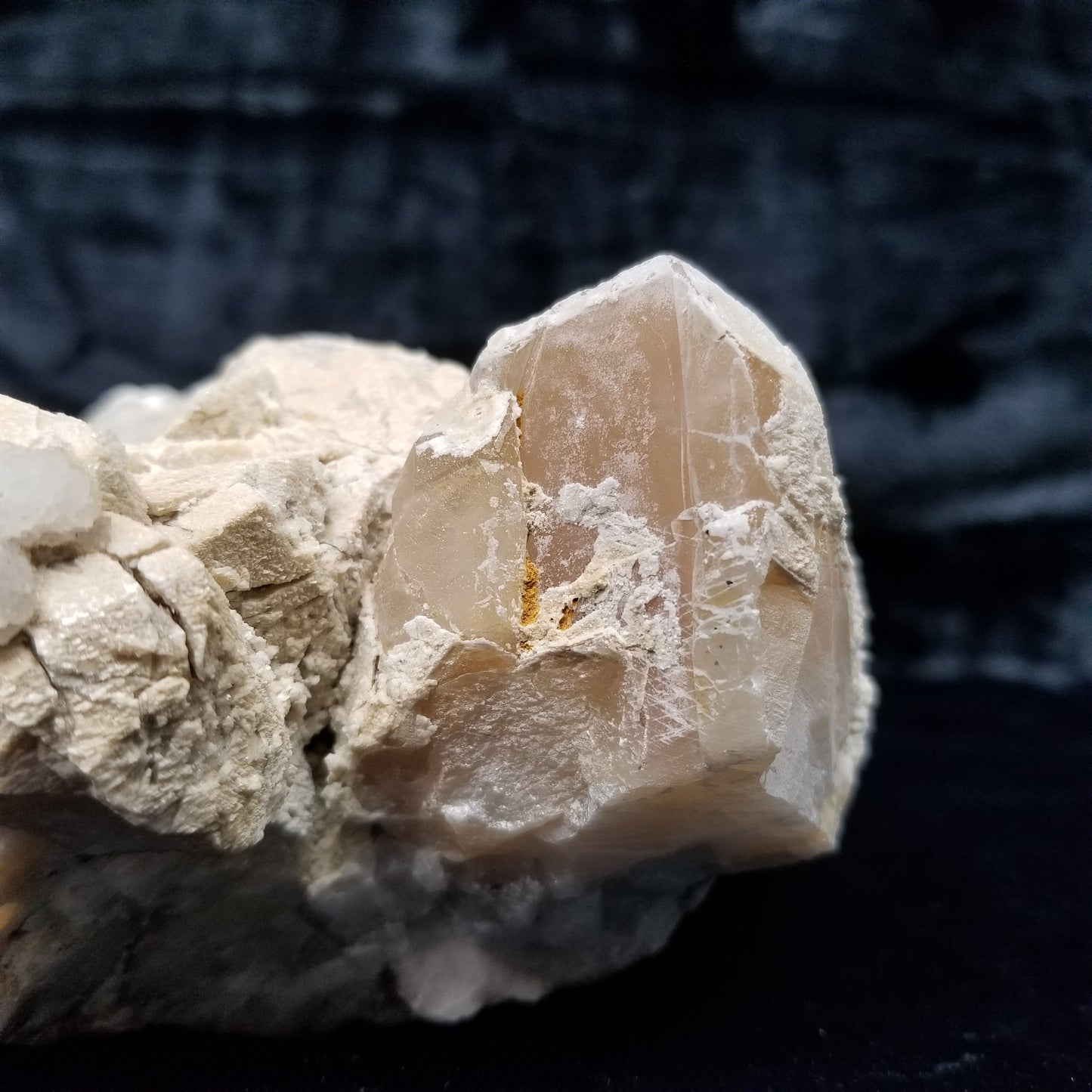 #11277 Calcite formation on Dolomite on Combined form yellow Calcite on honey Calcite block matrix