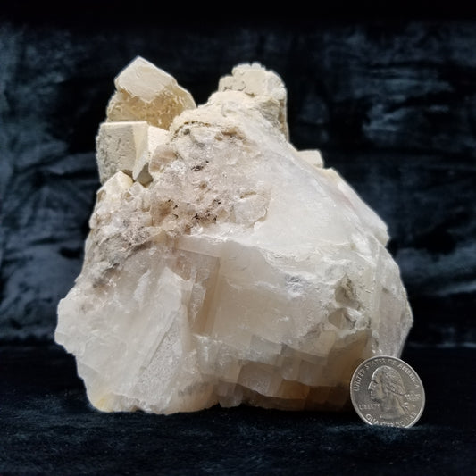 #11277 Calcite formation on Dolomite on Combined form yellow Calcite on honey Calcite block matrix