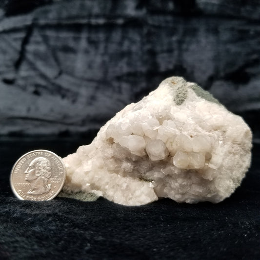 #11278 Chalcopyrite on clear small Combined form Calcite on matrix