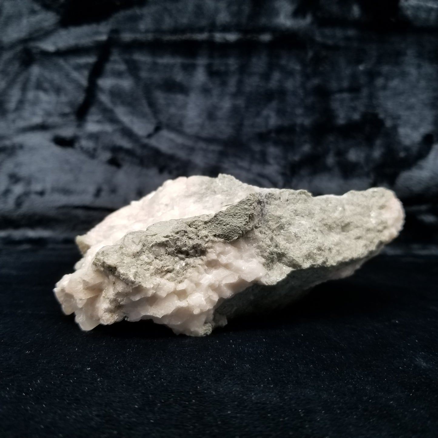 #11295 Chalcopyrite on white and clear Combined form Calcite formation on matrix