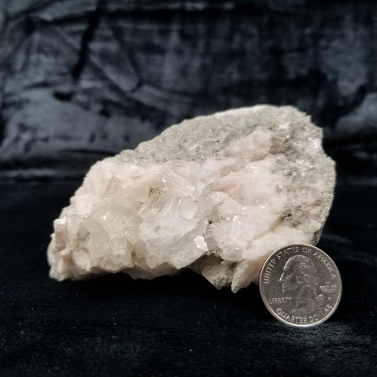 #11295 Chalcopyrite on white and clear Combined form Calcite formation on matrix