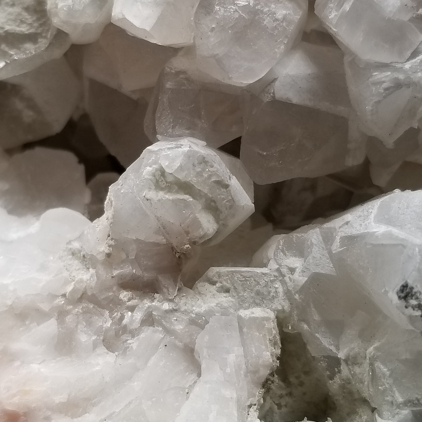#11285 White Dolomite and Chalcopyrite on clear Combined form Calcite on matrix