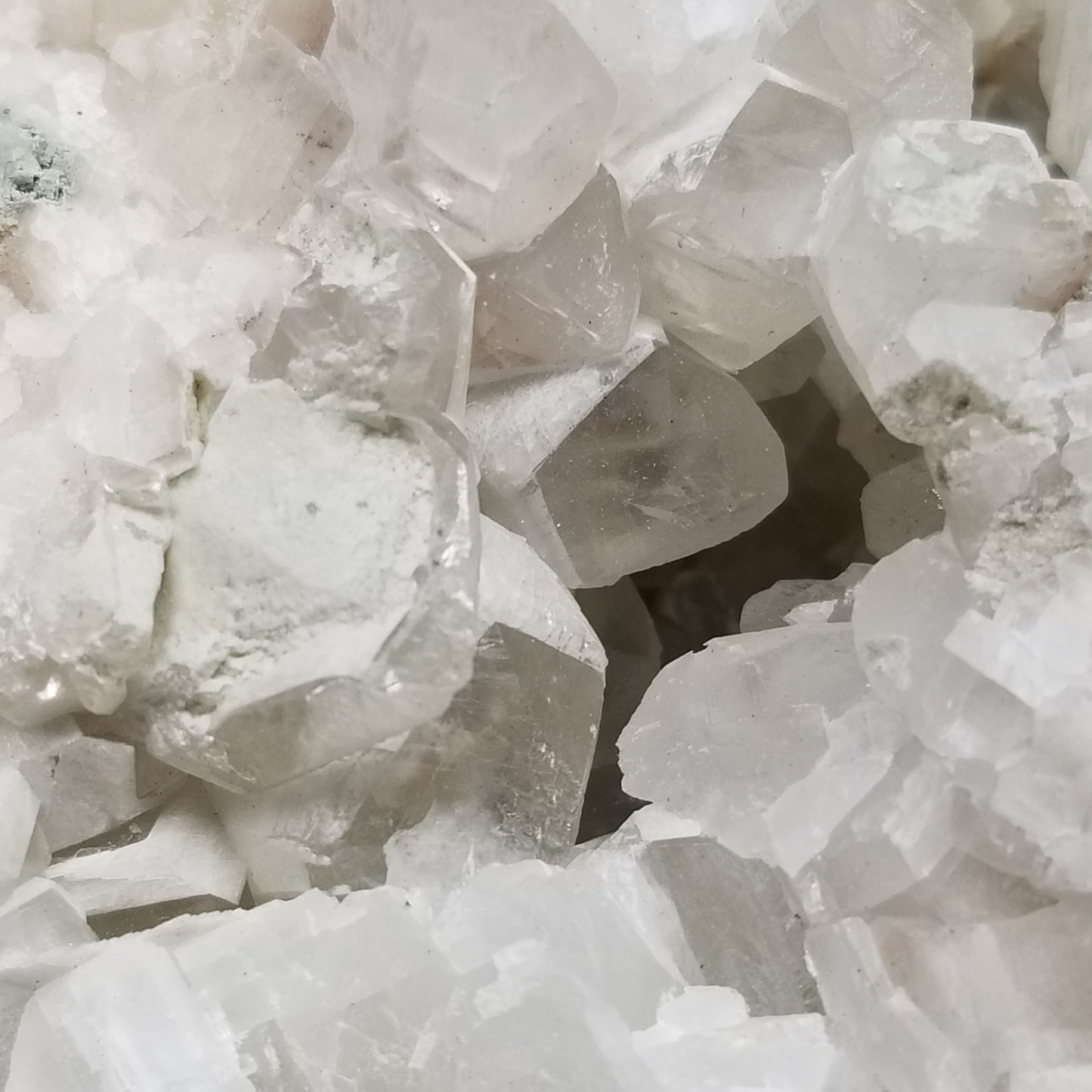 #11285 White Dolomite and Chalcopyrite on clear Combined form Calcite on matrix
