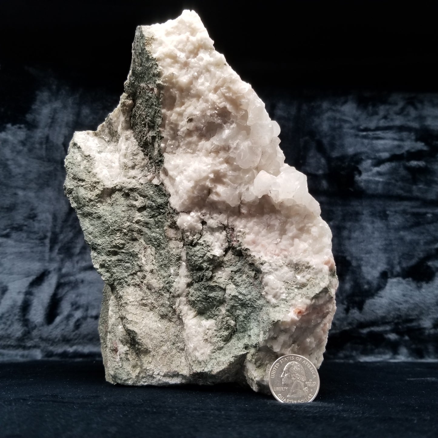 #11285 White Dolomite and Chalcopyrite on clear Combined form Calcite on matrix