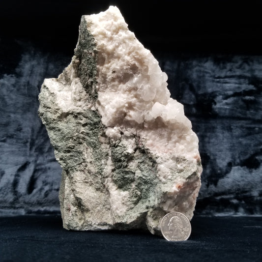 #11285 White Dolomite and Chalcopyrite on clear Combined form Calcite on matrix
