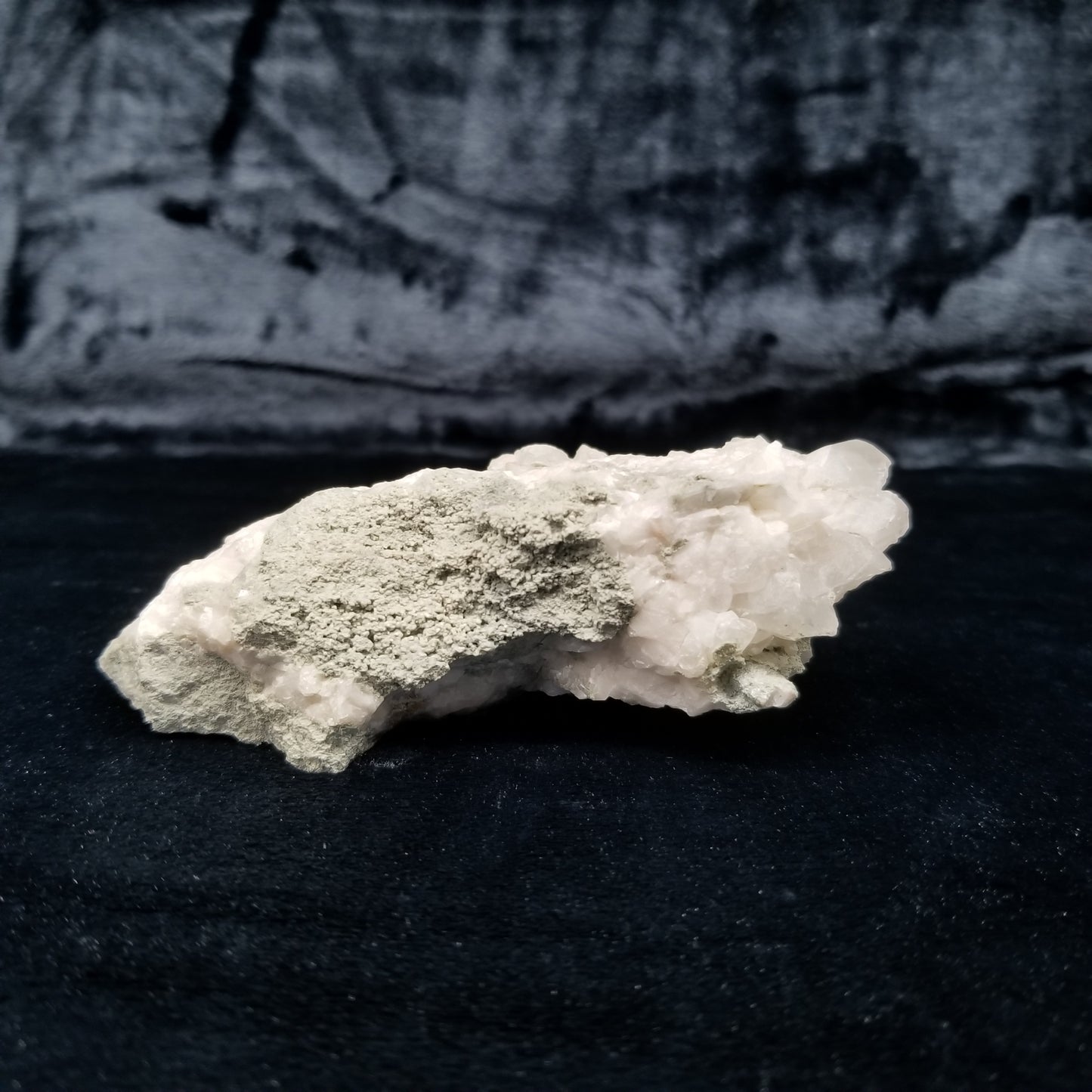 #11288 Green coating on clear Combined form Calcite on matrix