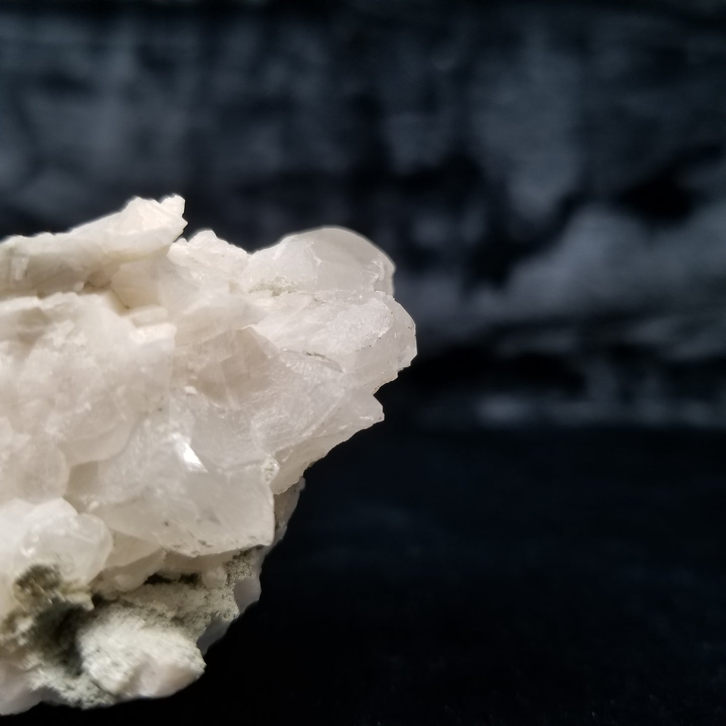 #11288 Green coating on clear Combined form Calcite on matrix