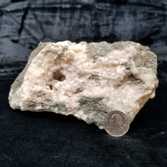#11299 Chalcopyrite on clear Combined form Calcite with Hematite inclusions
