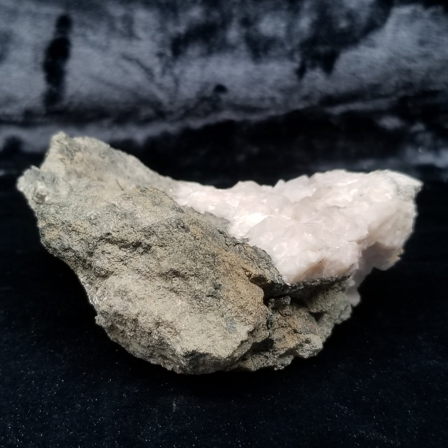 #11303 Chalcopyrite on clear Combined form Calcite with Hematite inclusions on matrix