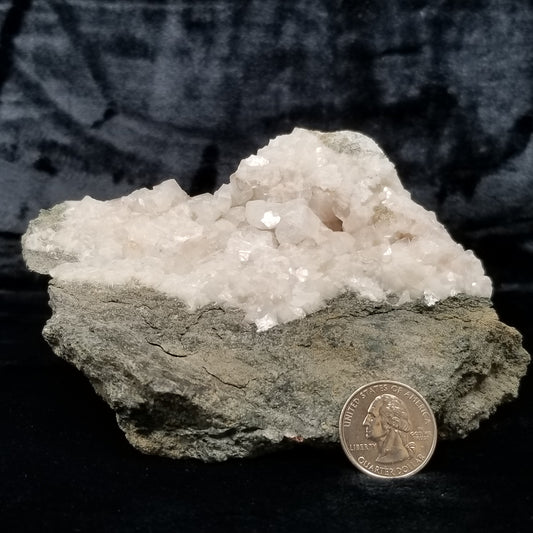 #11303 Chalcopyrite on clear Combined form Calcite with Hematite inclusions on matrix
