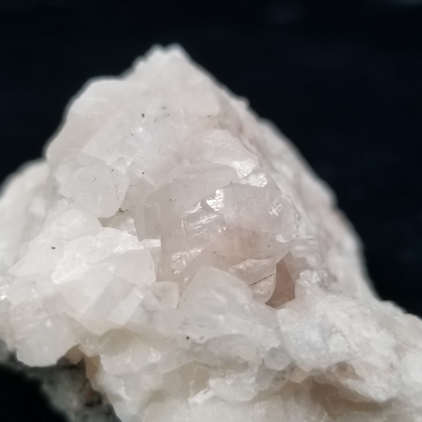 #11304 Chalcopyrite on clear Calcite on white Calcite on matrix