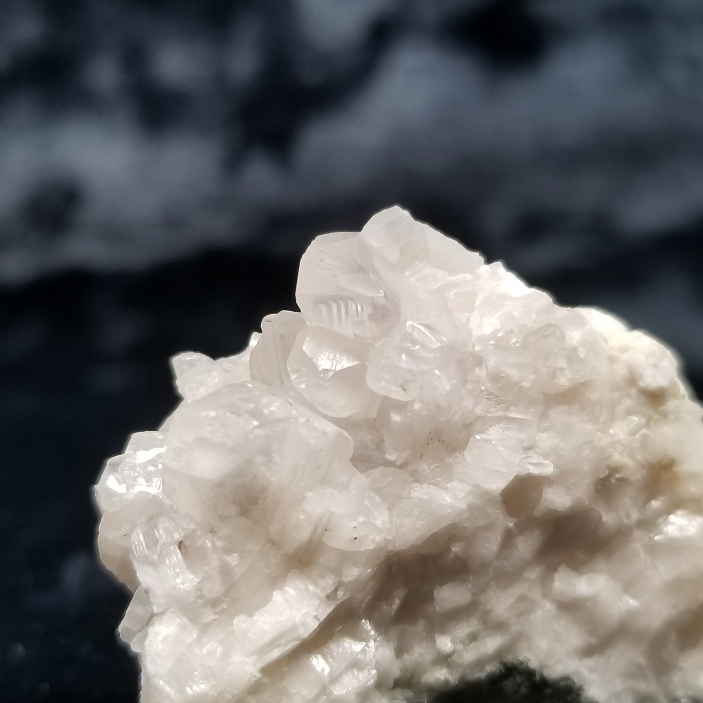 #11306 Clear Combined form Calcite on white Calcite matrix