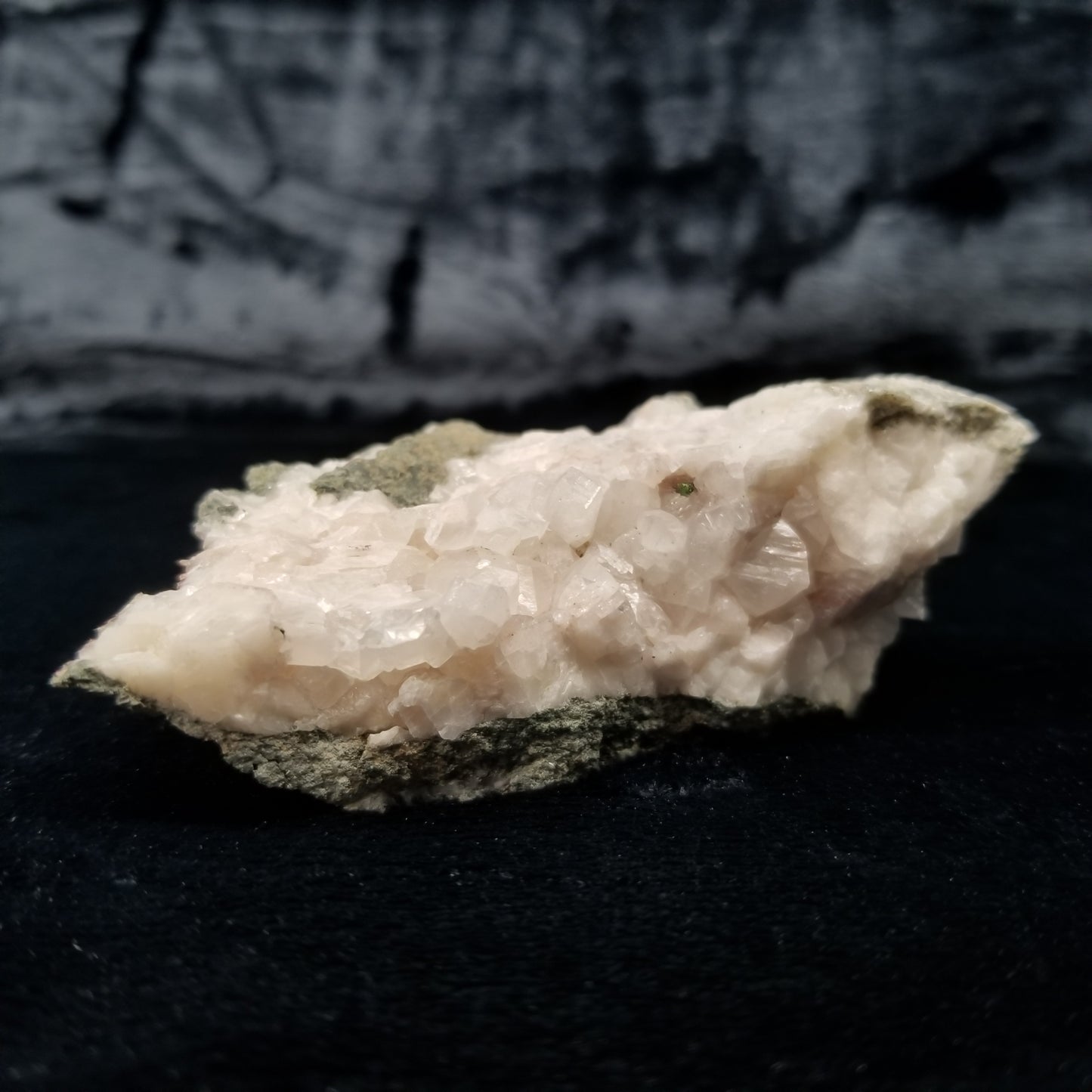 #11308 Chalcopyrite on clear Combined form Calcite on white Calcite matrix