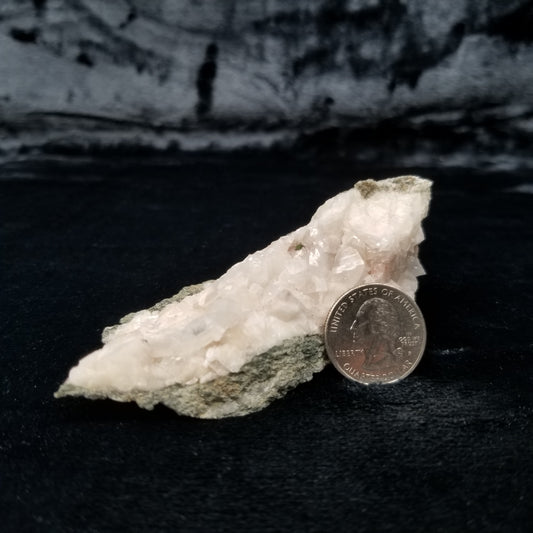 #11308 Chalcopyrite on clear Combined form Calcite on white Calcite matrix